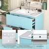 30" Blue Bathroom Vanity with Ceramic Sink, Solid Wood Frame, 2 Storage Drawers, Modern Undermount Cabinet with Pre-Drilled Faucet Holes - 2 of 4