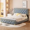 NicBex Queen Upholstered Bed Frame with Button Tufted Velvet Headboard,Platform Bed Frame with Gold Metal Wire and Metal Feet,Easy Assembly - 2 of 4