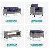 Sonkuki 8-Piece Rattan Patio Furniture Set Coversation Set Outdoor Sofa Couch w/ Chairs, Side Table and Ottoman, Navy Blue Cushion - 2 of 4