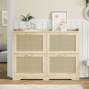 Freestanding Rattan Accent Ultra Slim Shoe Cabinet for Entryway - 4 Flip Drawers , Farmhouse Modern Rustic Shoe Rack for Hallway, Foyer, Living Room - 2 of 4