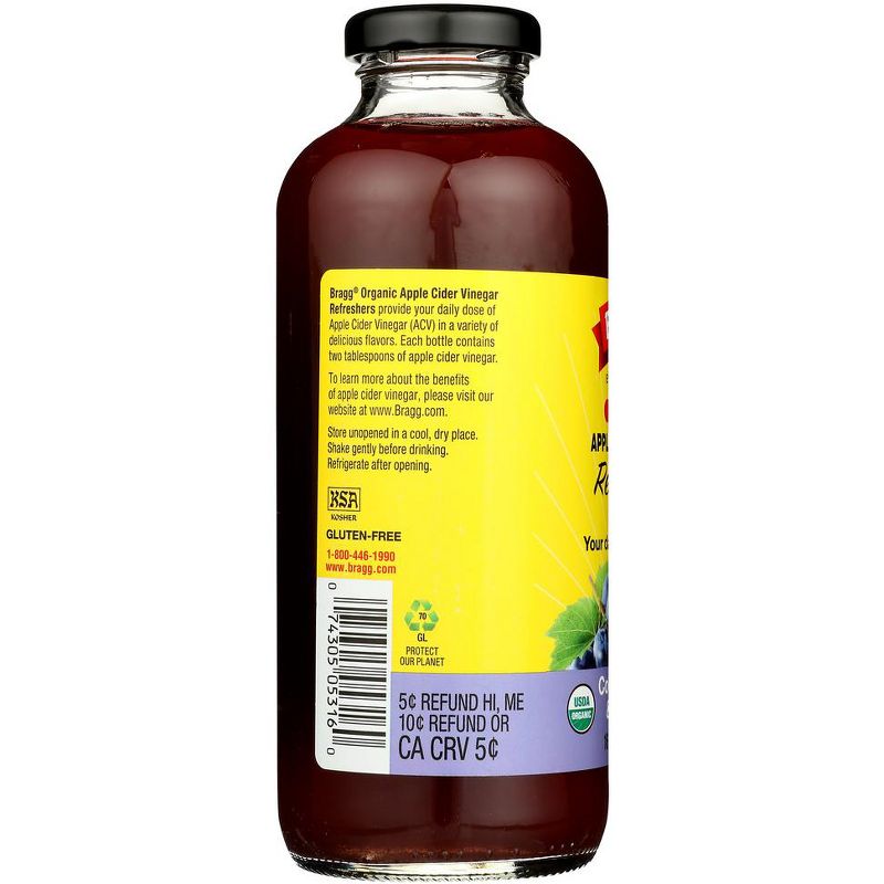 Bragg Organic Apple Cider Vinegar Refreshers Concord Grape & Hibiscus - Case of 12/16 oz, 5 of 8