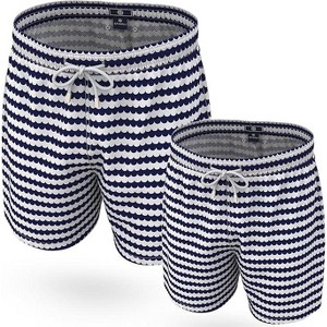 Stivali Father Son Matching Swim Trunks - Waves Print Swim Set with Elastic Waistband - Daddy Son Bathing Suits - 1 of 4