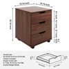 FURNIinspire File Cabinets 3 Drawer Rolling File Cabinet, Wood Under Desk Filing Cabinet, Fully Assembled, Brown, 15.74"*15.74"*22.16" - 3 of 4