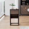 14"W Nightstand Corner Table End Table Side Table with Drawer and Shelf, Brown+Marble Black-ModernLuxe - 2 of 4