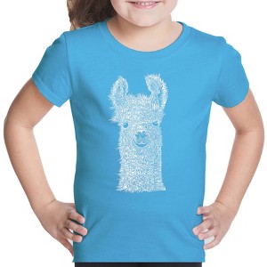LA Pop Art Girl's Word Art T-shirt - Llama - 1 of 4