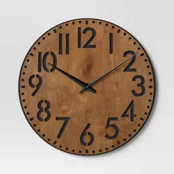 28" Wood Cutout Layered Dial Wall Clock Black - Threshold™
