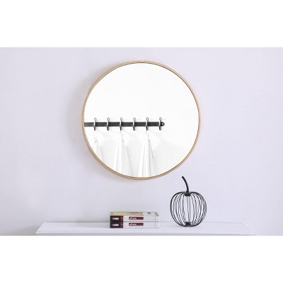Elegant Brass Finish Round Metal Frame Mirror 24 Inch