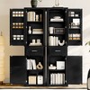 APRILSOUL Tall Storage Cabinet ,4 Doors, Adjustable Shelf, Door Rack, MDF with Painted Finish, for Bathroom, Office, Indoor Use - 3 of 4