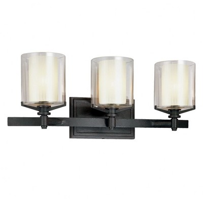 Troy Lighting Arcadia 3 - Light Vanity in  French Iron Ribbed Clear Shade