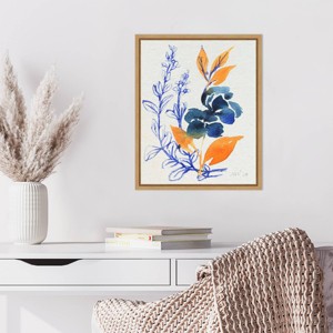 Amanti Art Indigo and Goldenrod Floral I by Ania Zwara Framed Canvas Wall Art Print - 1 of 4