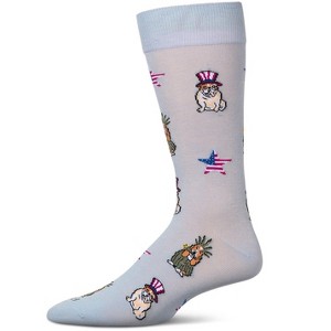 Memoi Men's Patriotic Dogs Rayon From Bamboo Crew Socks Skyway 10-13 - 1 of 3