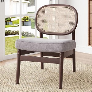 SEVOBAL Accent Chair Upholstered Chair Sturdy Rattan Back Reading Chair Dining Chair for Living Room Bedroom Home Outdoor, Gray, 25.2"*21.7"*31" - 1 of 4