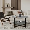 Round Coffee Table With 2-Tier Storage, Farmhouse Living Room Cocktail Table With Metal Leg, Patchwork Desktop Effect - 3 of 4