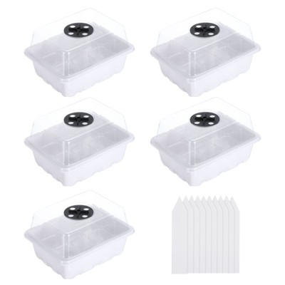 Unique Bargains Plastic White Adjustable Humidity Domes Vented Growing Seeding Tray 7.5 x 6 x 4.5 Inch White 5 Pcs