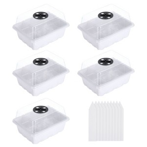 Unique Bargains Plastic Adjustable Humidity Domes Vented Reusable Seeding Tray 7.5 x 6 x 4.5 Inch White 10 Pcs - 1 of 4