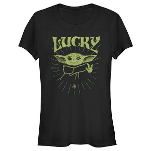 Juniors Womens Star Wars The Mandalorian Grogu St. Patrick's Day Force of Luck T-Shirt - 1 of 4