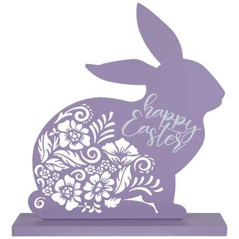Northlight Happy Easter Floral Cut-Out Bunny Tabletop Decoration - 13"