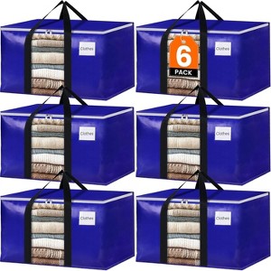6 Pack Moving Bags Clear Window, Storage Bags Strong Carrying Handles & Zippers,Large Packing Bags Saving - 1 of 4