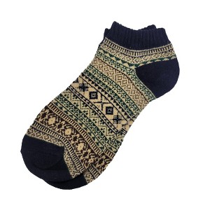 Warm Woolen Block Knitting Ankle Socks - Men's Sizes Adult Large from the Sock Panda - 1 of 3