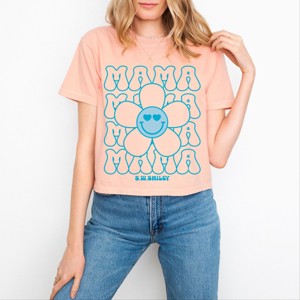 Simply Sage Market S.W.Smiley Mama Stacked Flower Boxy Crop Top - 1 of 4