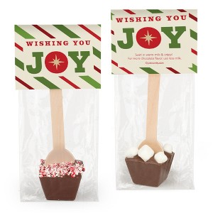 12 Pcs Christmas Hot Chocolate Spoons Milk Chocolate Mini Marshmallows - Joy - 1 of 2