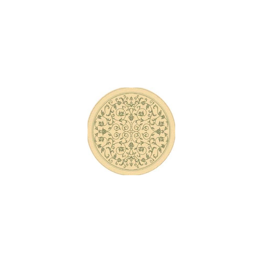 5'3in Round Vaucluse Outdoor Rug Natural/Olive - Safavieh