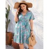 BLUEMING Plus Size Womens Dresses V Neck Floral Flutter Sleeve Midi Surplice Dress Waist Belted Floral Tie Waist Dress Bell Sleeve Dress Flowy Dress - 4 of 4