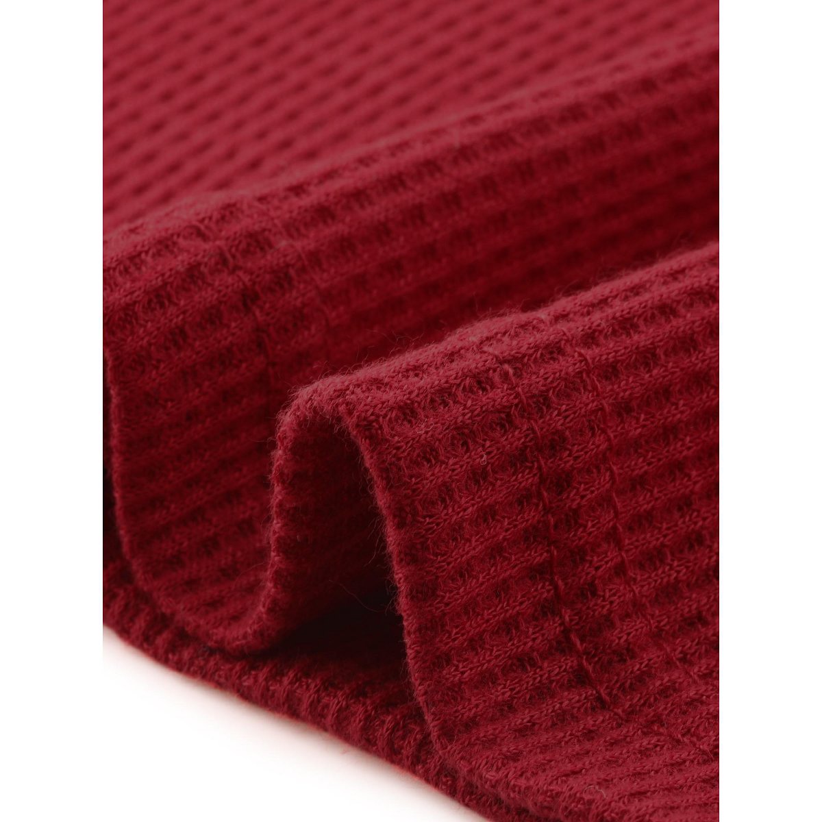 Женские платья INSPIRE CHIC Women's Square Neck 3/4 Sleeves Waffle Knit Casual Midi Dress Medium Dark Red — фото 5