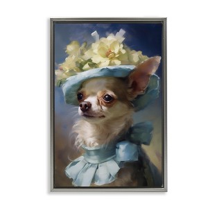 Stupell Industries Dog with Fashionable Hat Floating Frame Canvas Art - 1 of 4
