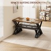 Dining Table Set for 4, Kitchen Table Set with 2 Upholstered Benches, 3 Piece Dining Table Set for Small Space - 2 of 4