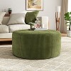 Okak Round Ottoman Bench Coffee Table Soft Upholstered Foot Rest Corduroy Small Ottomans Foot Stools for Living Room, Entryway,Bedroom, Olive Green - 4 of 4