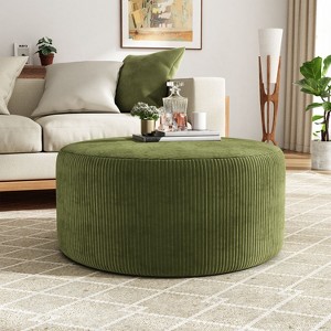Sapphtopaz Modern 30" Ottoman Upholstered Round Foot Stool with Cushioned Seat Sofa Ottoman for Living Room, Bedroom - 1 of 4