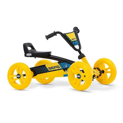 BERG Buzzy BSX Kids Pedal Go Kart Ride On Toy with Axle Steering for Ages 2-5, Yellow & Black