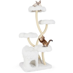 Tangkula Freestanding Cat Tower Tall Cat Tree w/ four Flower-shaped Platforms Cat Condo - 1 of 4
