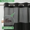 Black No Hook Shower Curtain with Snap - in Fabric Liner Set, Slub Textured Fabric Shower Curtain Bathroom Hotel - 3 of 4