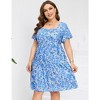 LXT- Women's Plus Size Square Neck Ruffle Sleeve Flowy Floral Summer Midi Dress with Pockets - 4 of 4