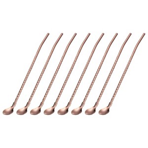 Unique Bargains Stainless Steel Long Handle Round Shaped Drinking Spoon Straws 16 Pcs - 1 of 4