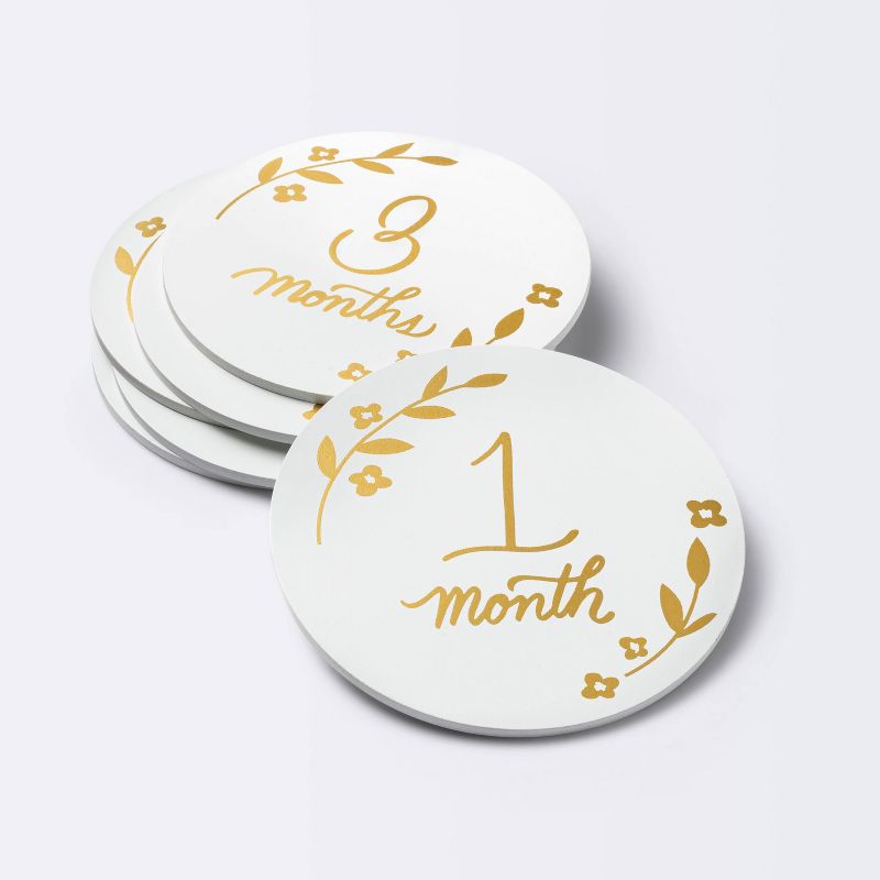 Round Monthly Milestone Cards - Luxe White and Gold - Cloud Island&#8482;, 1 of 5
