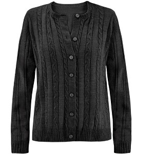 Collections Etc Versatile Cable-Knit Button Front Cardigan - 1 of 4