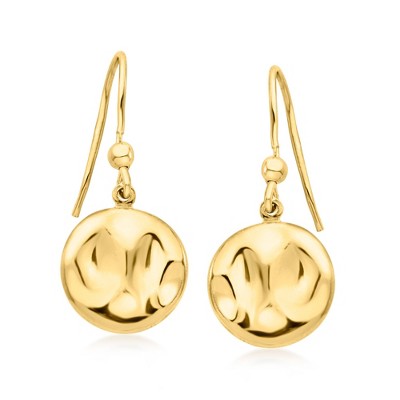 Ross-Simons Italian 18kt Gold Over Sterling Hammered Disc Drop Earrings