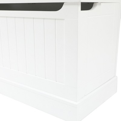 Bright White MDF Hall Tree with Storage Bench and Coat Hooks
