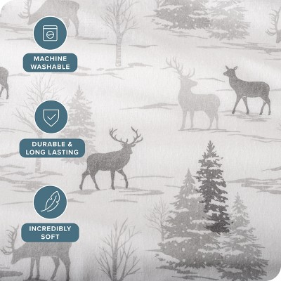 Elk Print Twin XL Cotton Flannel Deep Pocket Sheet Set