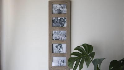 Rustic 26" Weathered Wood 5-Photo Frame with Nail Accents