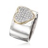 Ross-Simons 0.50 ct. t.w. Pave Diamond Heart Ring in Sterling Silver With 14kt Yellow Gold - 3 of 4