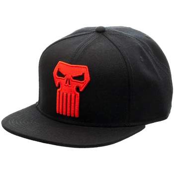 Marvel Comics Thunderbolts Punisher Logo Black Adjustable Snapback Hat For Men Black