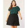 Agnes Orinda Women's Plus Size Elegant Flutter Short Sleeve Boat Lapel Slipt Chiffon Blouse - 2 of 4