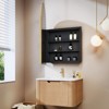 PexFix 24" Wall-Mounted Floating Bathroom Vanity with Cabinet Mirror Modern Curved Edge Storage Bathroom Cabinet in Walnut with Ceramic Basin - 3 of 4
