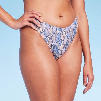 Women's Cheeky Bikini Bottom - Shade & Shore™ Blue Snake Print