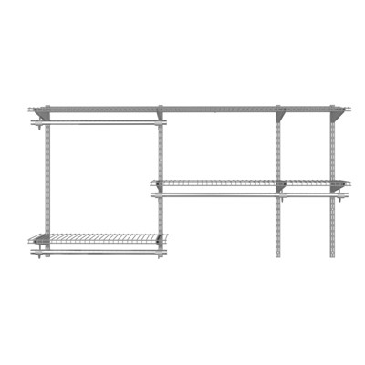 Adjustable Gray Steel Wall-Mounted Closet Organizer Kit with Hang Rod
