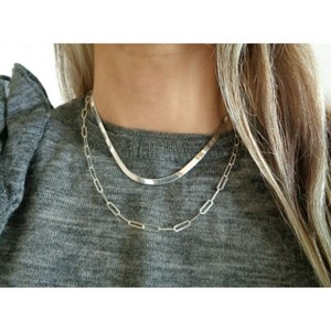 RMZ GOLD NYC 925 Sterling Silver Italian Paperclip Rolo Chain Necklace Italy 14''-36'' All Sizes - 1 of 4